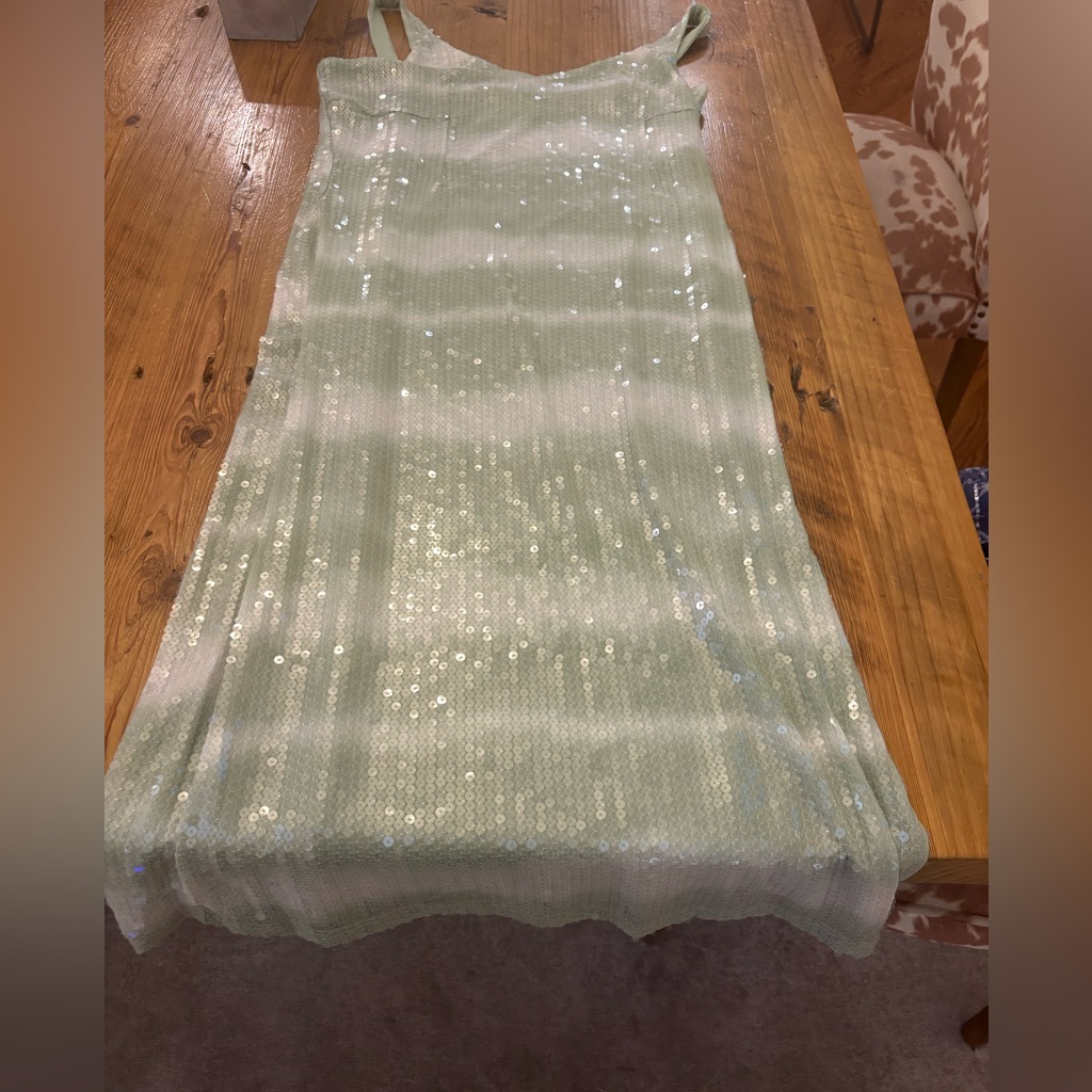 Caroline Constas Green & White Sequin Midi — image 2 of 4
